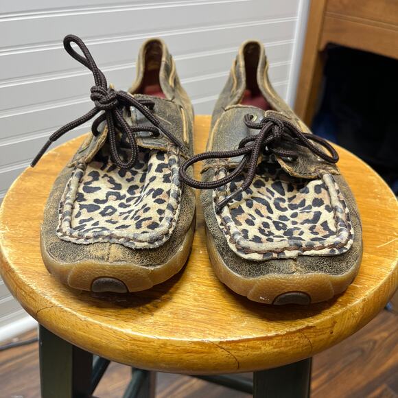 Twisted X Boat Shoe Driving Moc Leopard Print Size 8 Women’s - Picture 4 of 11